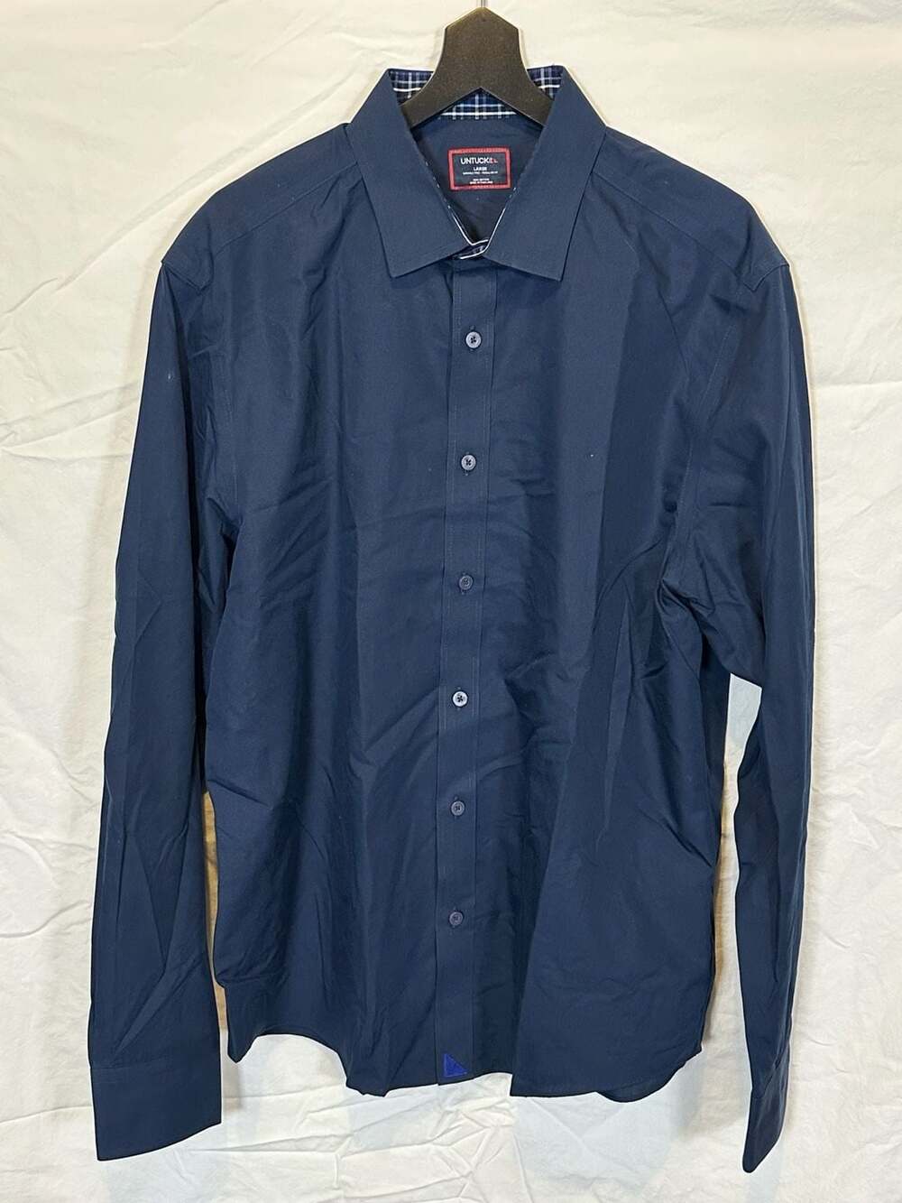 UNTUCKit Roberts-WF Shirt Size Large Blue Cotton Regular Fit